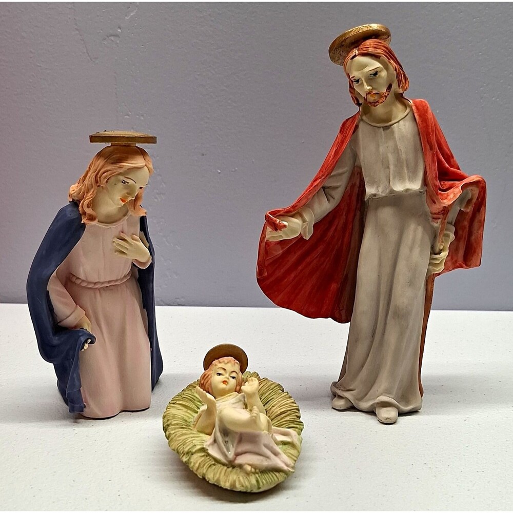 Vintage Erich Stauffer Arnart Nativity Set 3 Pc Holy Family Christmas Boxed